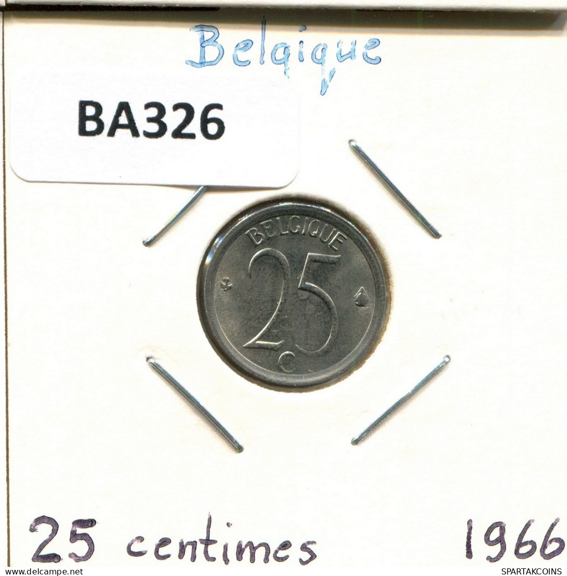 25 CENTIMES 1966 FRENCH Text BÉLGICA BELGIUM Moneda #BA326.E - 25 Centimes