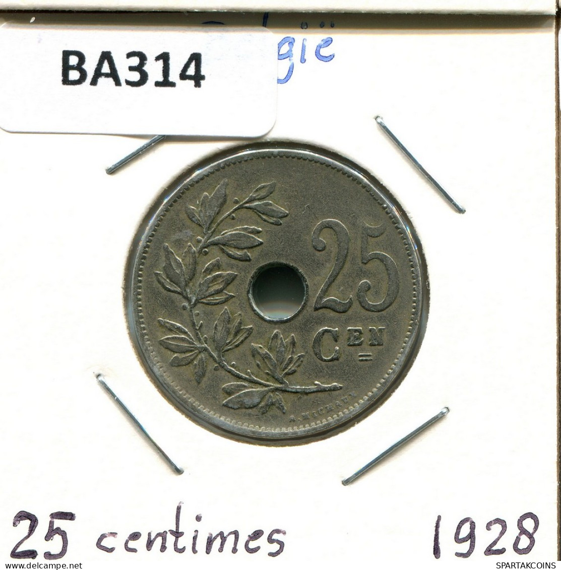 25 CENTIMES 1928 DUTCH Text BÉLGICA BELGIUM Moneda #BA314.E - 25 Centimes