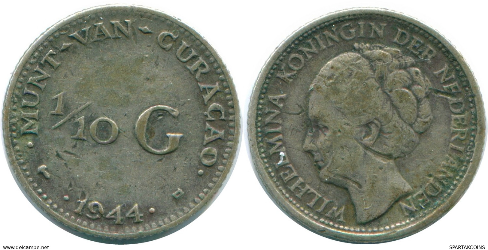 1/10 GULDEN 1944 CURACAO NEERLANDÉS NETHERLANDS PLATA #NL11744.3.E - Curacao