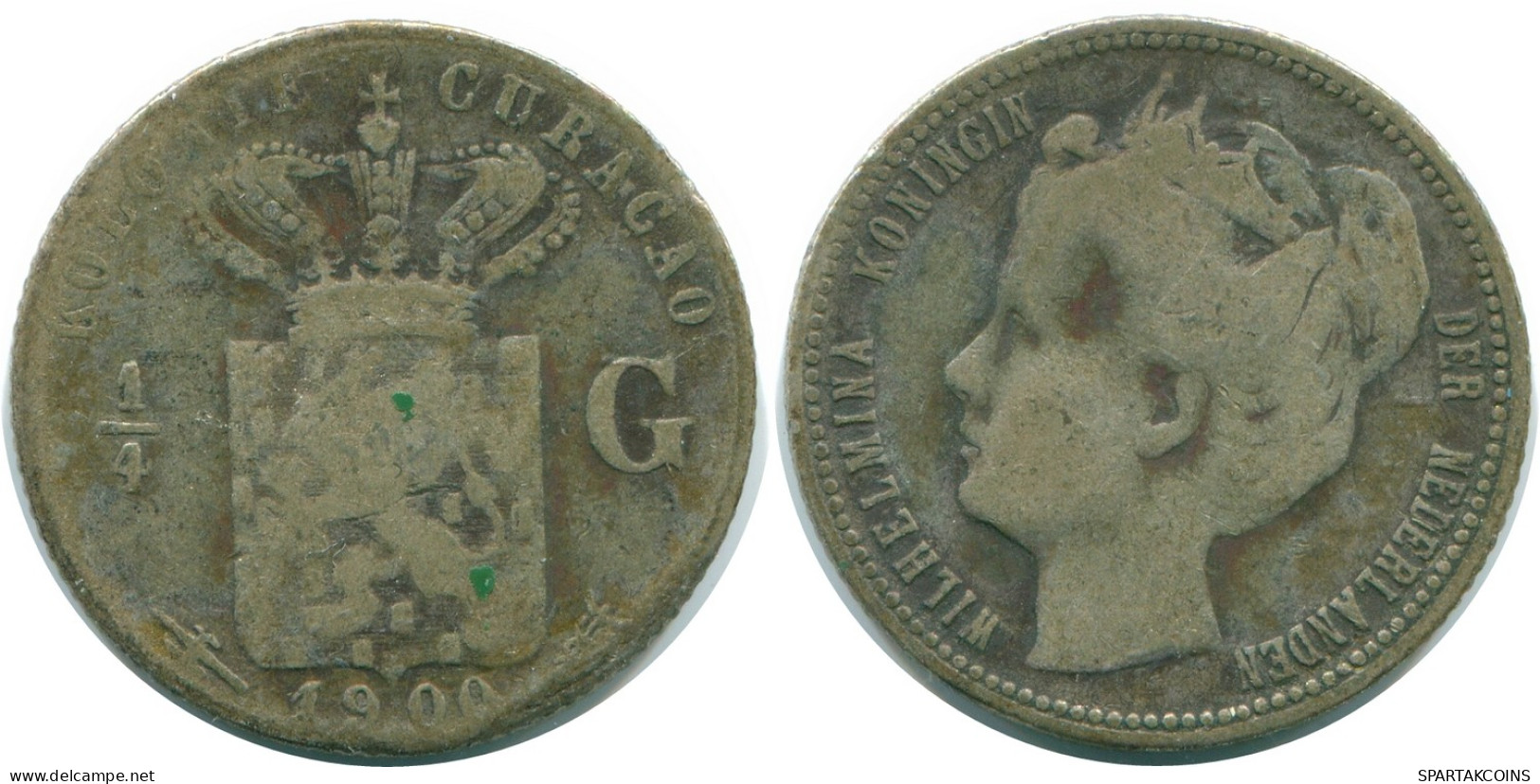 1/4 GULDEN 1900 CURACAO NEERLANDÉS NETHERLANDS PLATA Colonial #NL10515.4.E - Curaçao