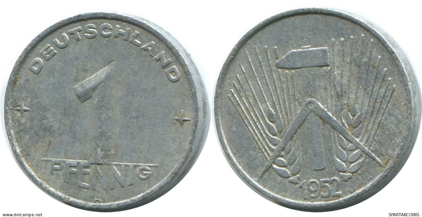 1 PFENNIG 1952 A DDR EAST ALEMANIA Moneda GERMANY #AD784.9.E - 1 Pfennig