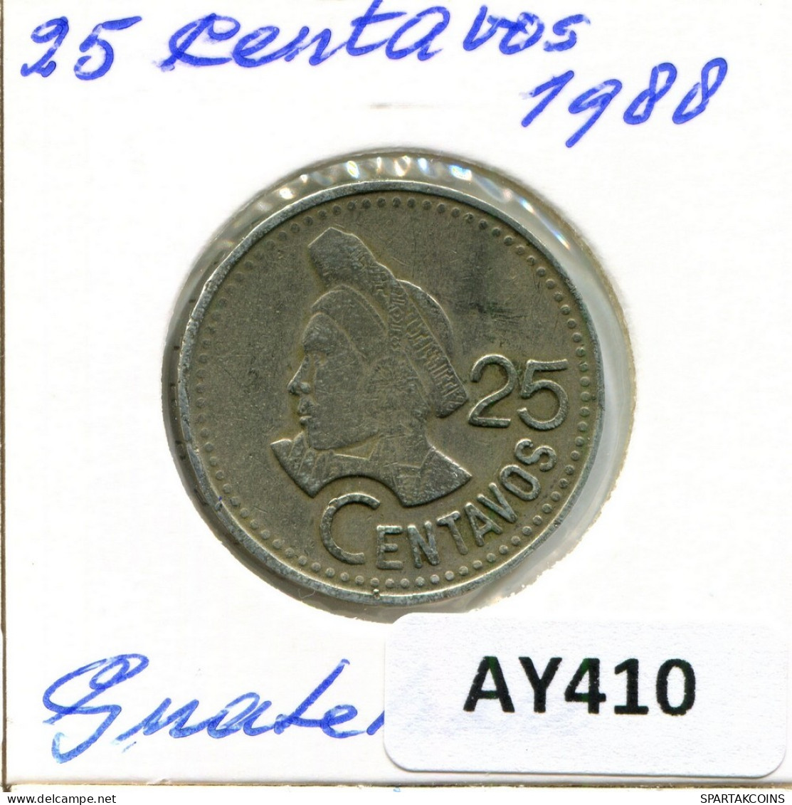 25 CENTAVOS 1988 GUATEMALA Moneda #AY410.E - Guatemala