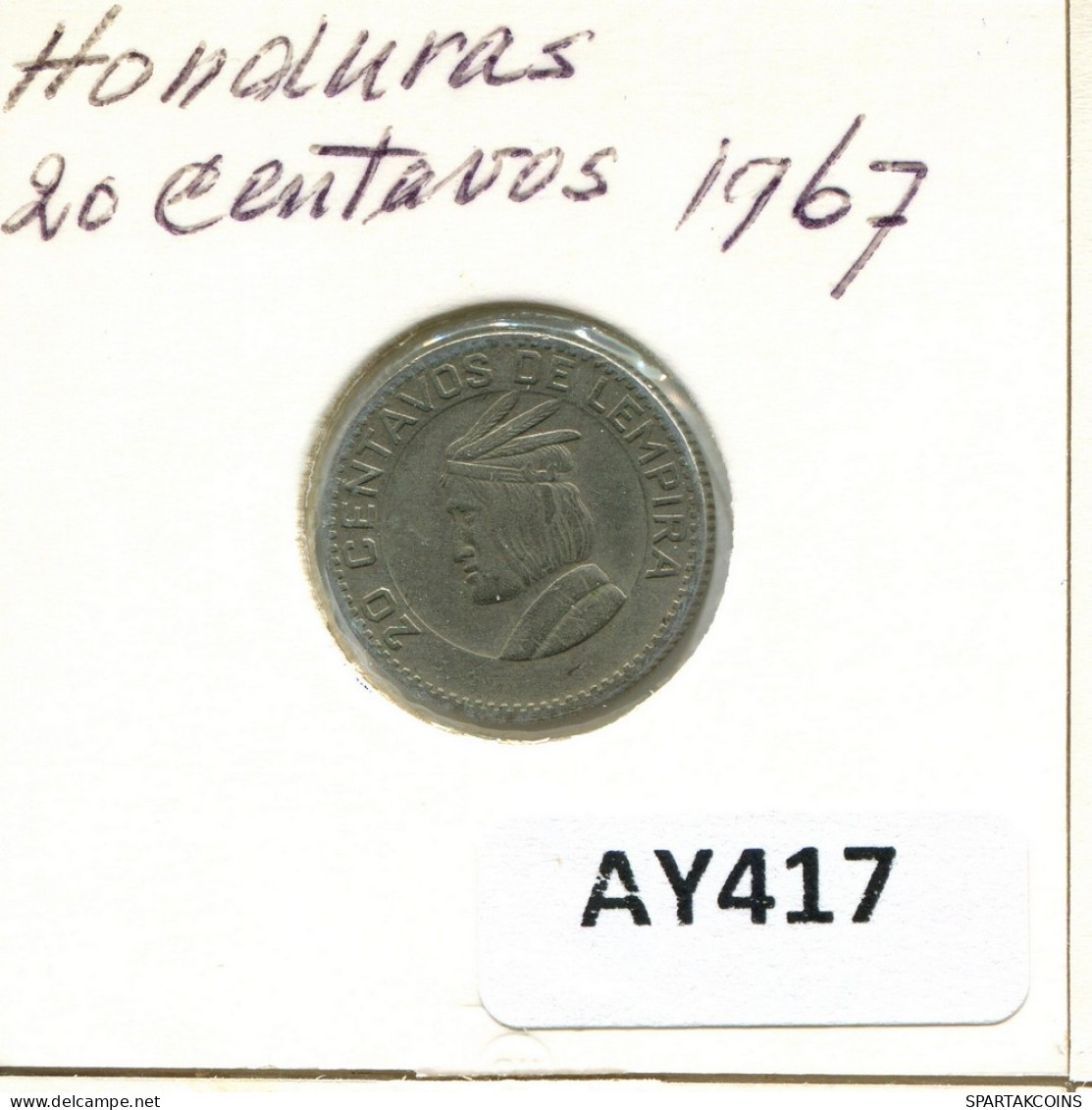 20 CENTAVOS 1967 HONDURAS Moneda #AY417.E - Honduras