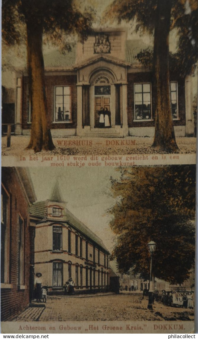 Dokkum (Frl.) Weeshuis - Achterom En Gebouw Het Groene Kruis 1912 - Dokkum