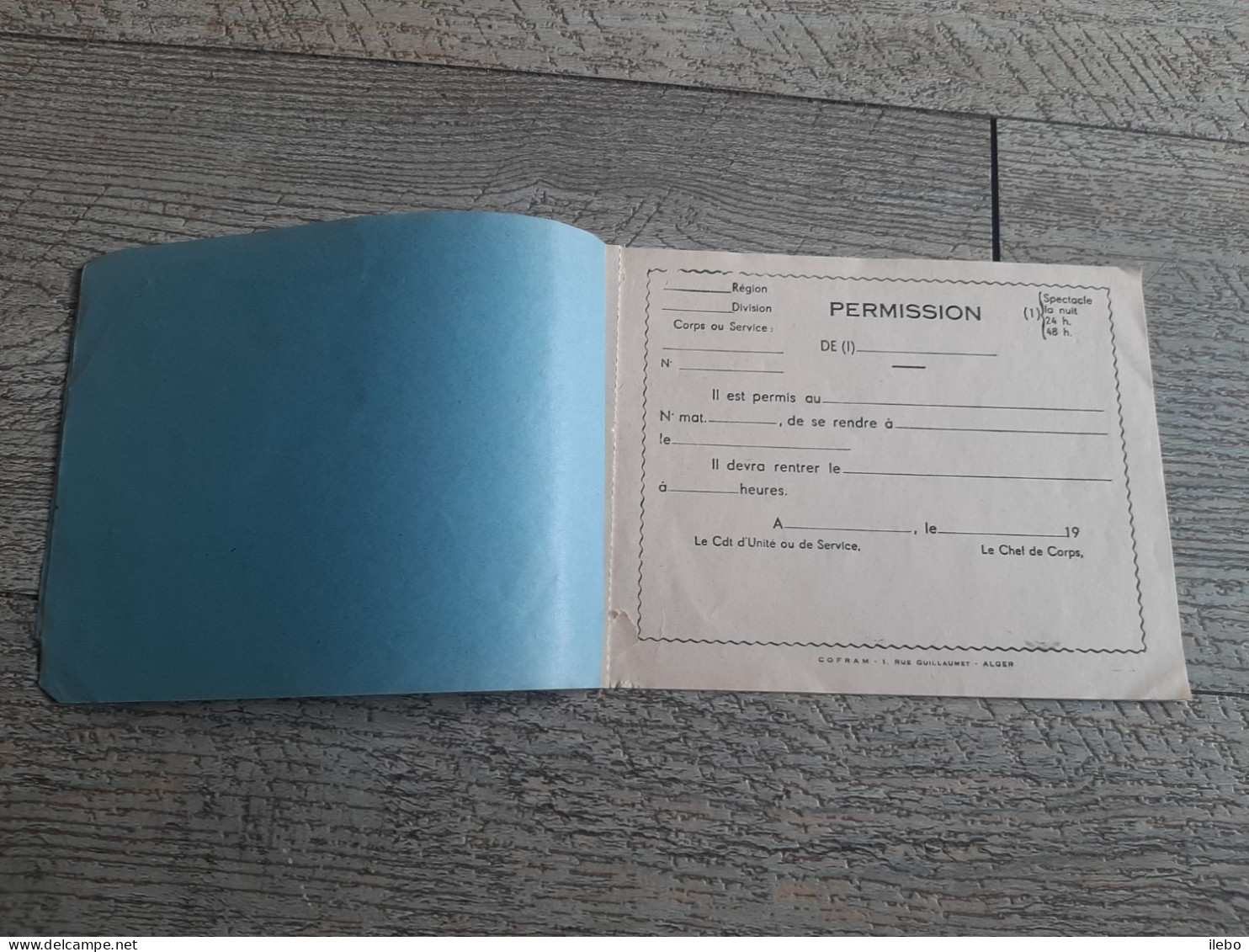 Carnet Militaire De 6 Permissions Vierges Alger - Documents