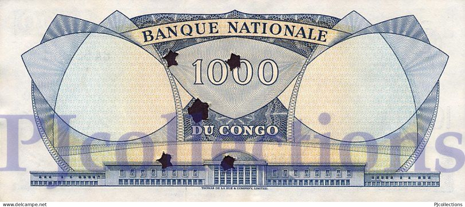 CONGO DEMOCRATIC REPUBLIC 1000 FRANCS 1964 PICK 8b UNC STAR CANCELLED - Democratische Republiek Congo & Zaire