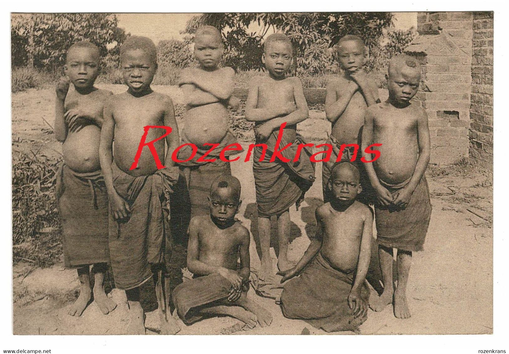 Belgisch Congo Belge Ethnic Ethnique Enfants Indigenes Native Children Mission Des Jésuites Au Kwango CPA Missionary - Belgian Congo