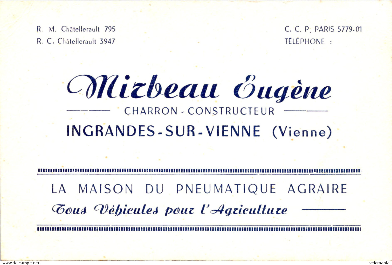 17041 Carte Publicité Ingrandes - E. Mirebeau - Charron Constructeur - Ingrandes