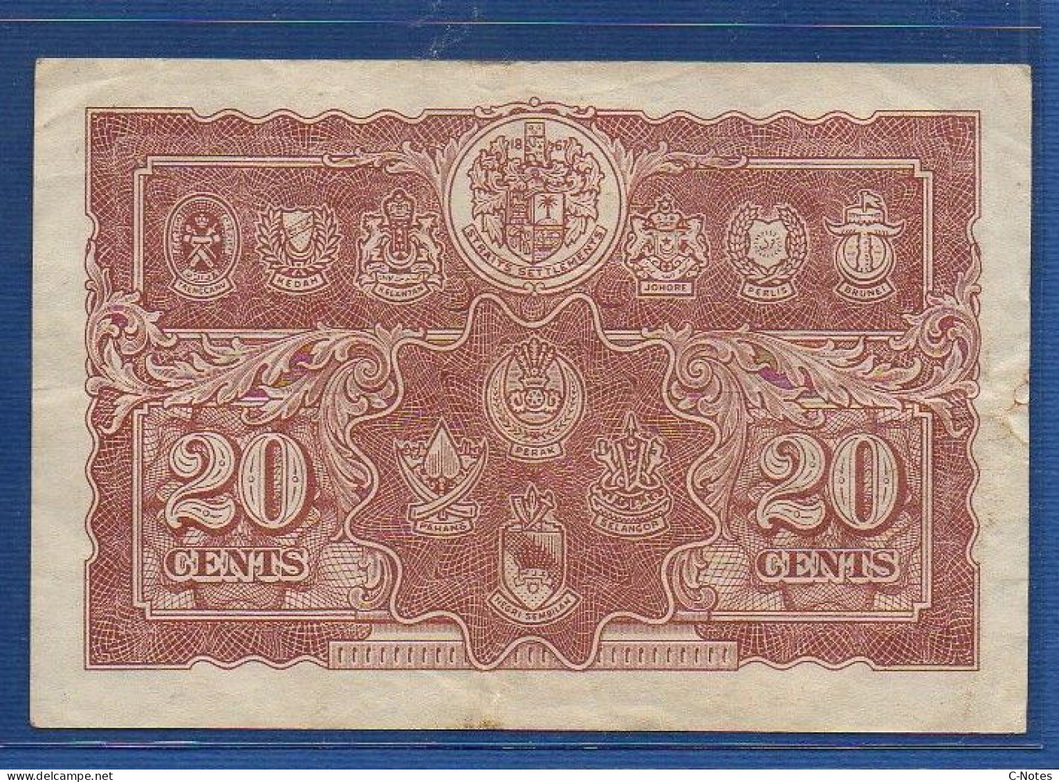 MALAYA - P. 9a – 20 Cents 01.07.1941 VF, No S/n  -"George VI" Issue - Malaysie