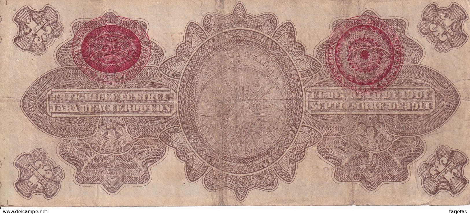 BILLETE DE MEXICO DE 1 PESO DEL AÑO 1914 GOBIERNO PROVISIONAL (BANKNOTE) REVALIDADO POR DECRETO - Mexico