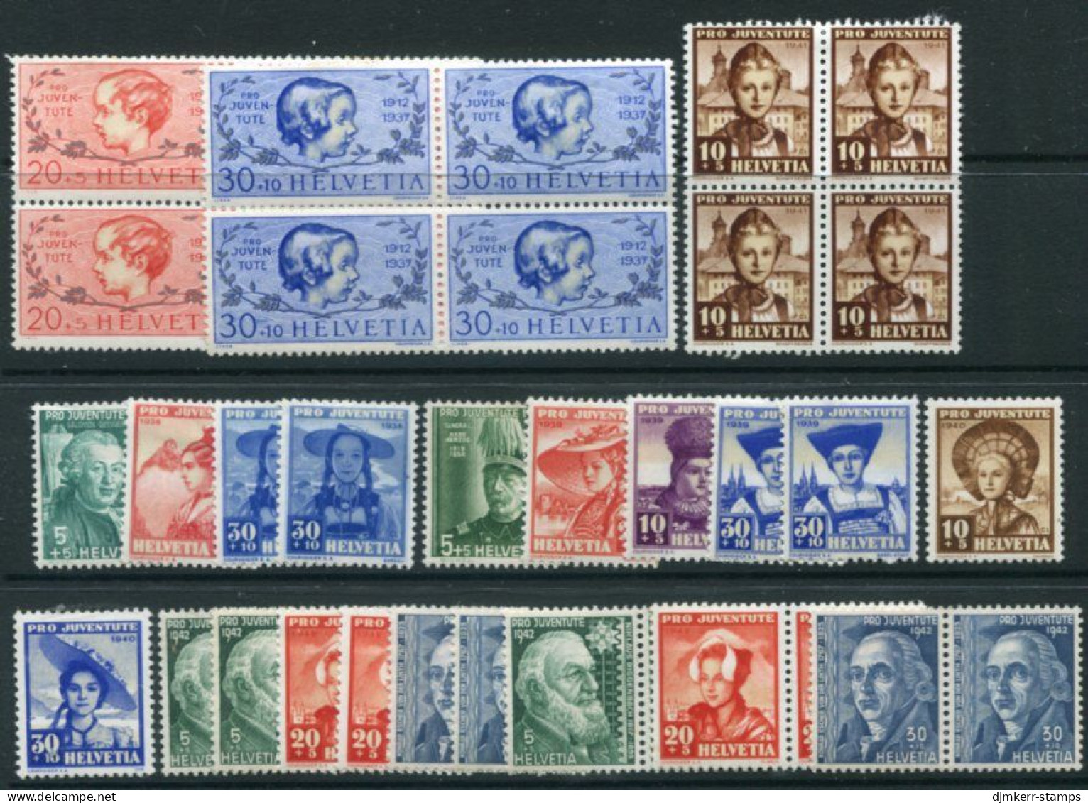 SWITZERLAND 1920-42 Pro Juventute Range Of 101 Unused Stamps.**/* - Unused Stamps