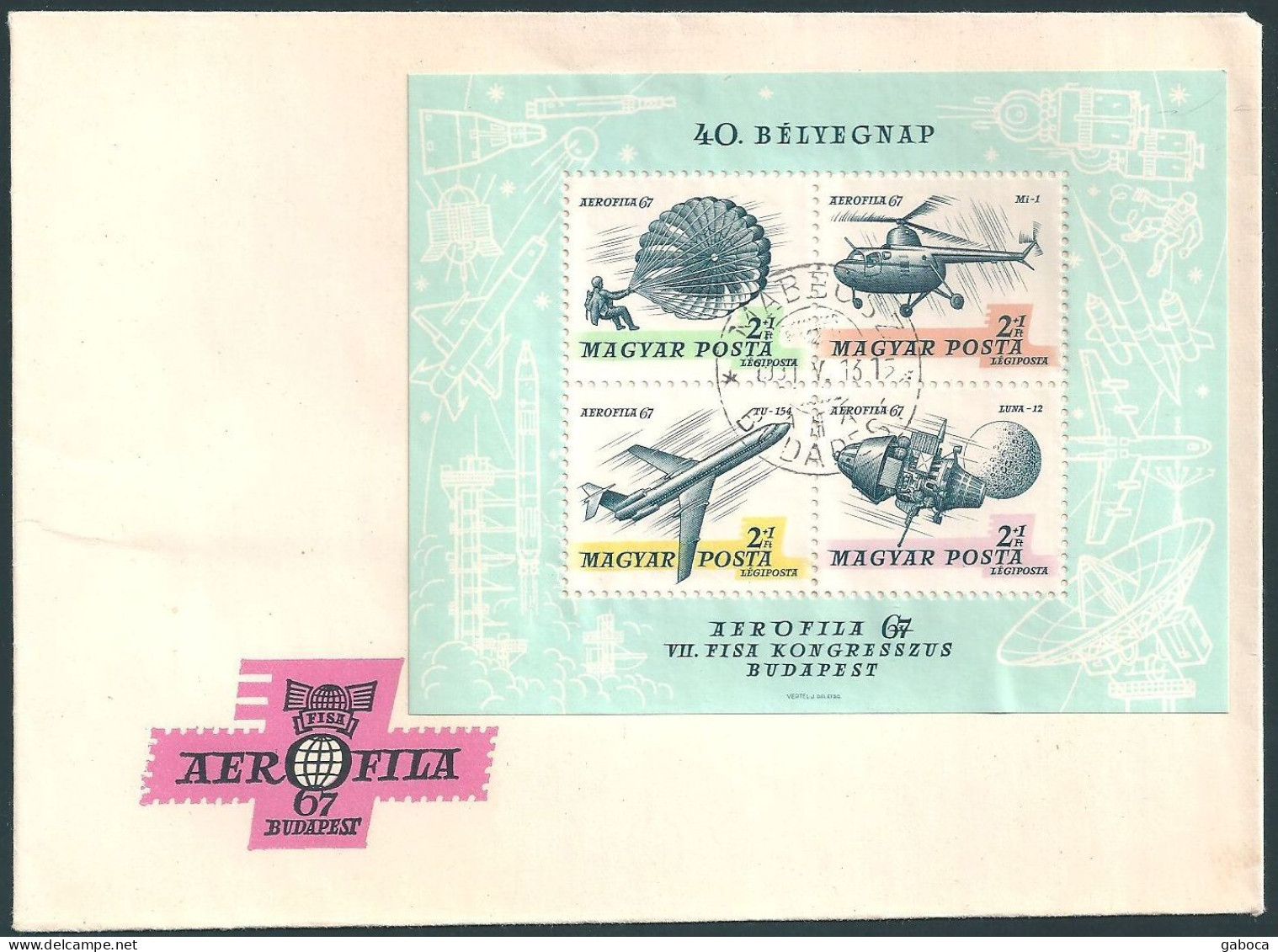 C3746 Hungary Space Transport Airplane Helicopter Parachute S/S FDC Cover - Parachutting