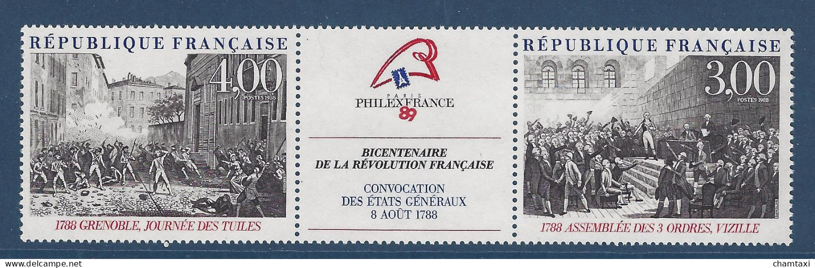 FRANCE 1988 ANNEE COMPLETE 55 TIMBRES BANDE PHILEXFRANCE 89 T 2538 A  4 CARNETS BC 2515 BC 2523 BC2526 A 2037 - 1980-1989