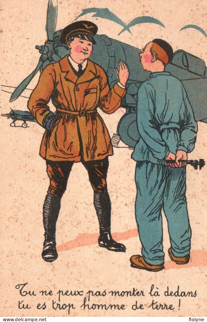 Militaria - Cpa Illustrateur - Aviateur Et Mécanicien - Humor