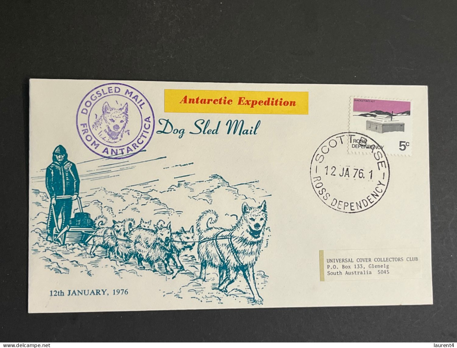 (1 Q 24 A) New Zealand Antarctica - Ross Dependency - Dog Sled Mail (Antarctic Expedition Cover) 12th January 1976 - FDC