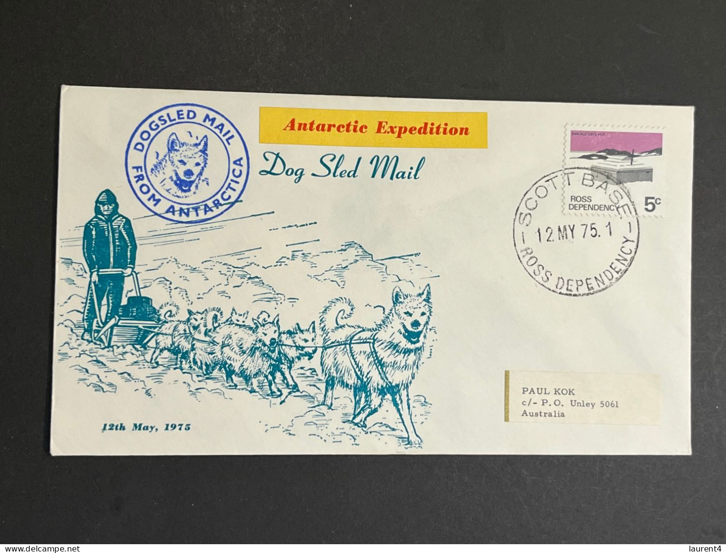 (1 Q 24 A) New Zealand Antarctica - Ross Dependency - Dog Sled Mail (Antarctic Expedition Cover) 11th October 1974 - FDC