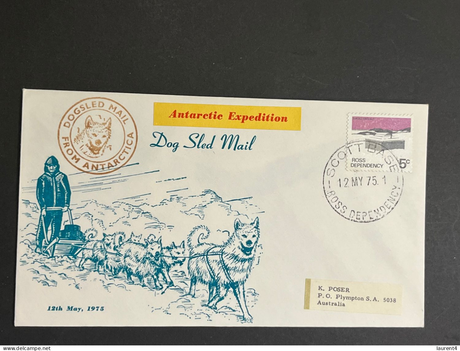 (1 Q 24 A) New Zealand Antarctica - Ross Dependency - Dog Sled Mail (Antarctic Expedition Cover) 12th May 1973 - FDC