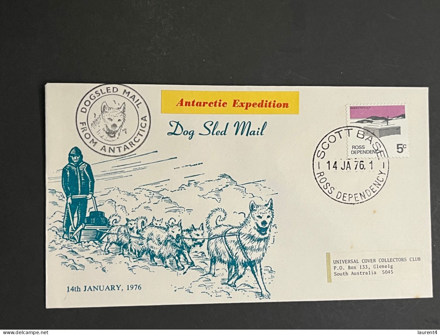 (1 Q 24 A) New Zealand Antarctica - Ross Dependency - Dog Sled Mail (Antarctic Expedition Cover) 14th January 1976 - FDC