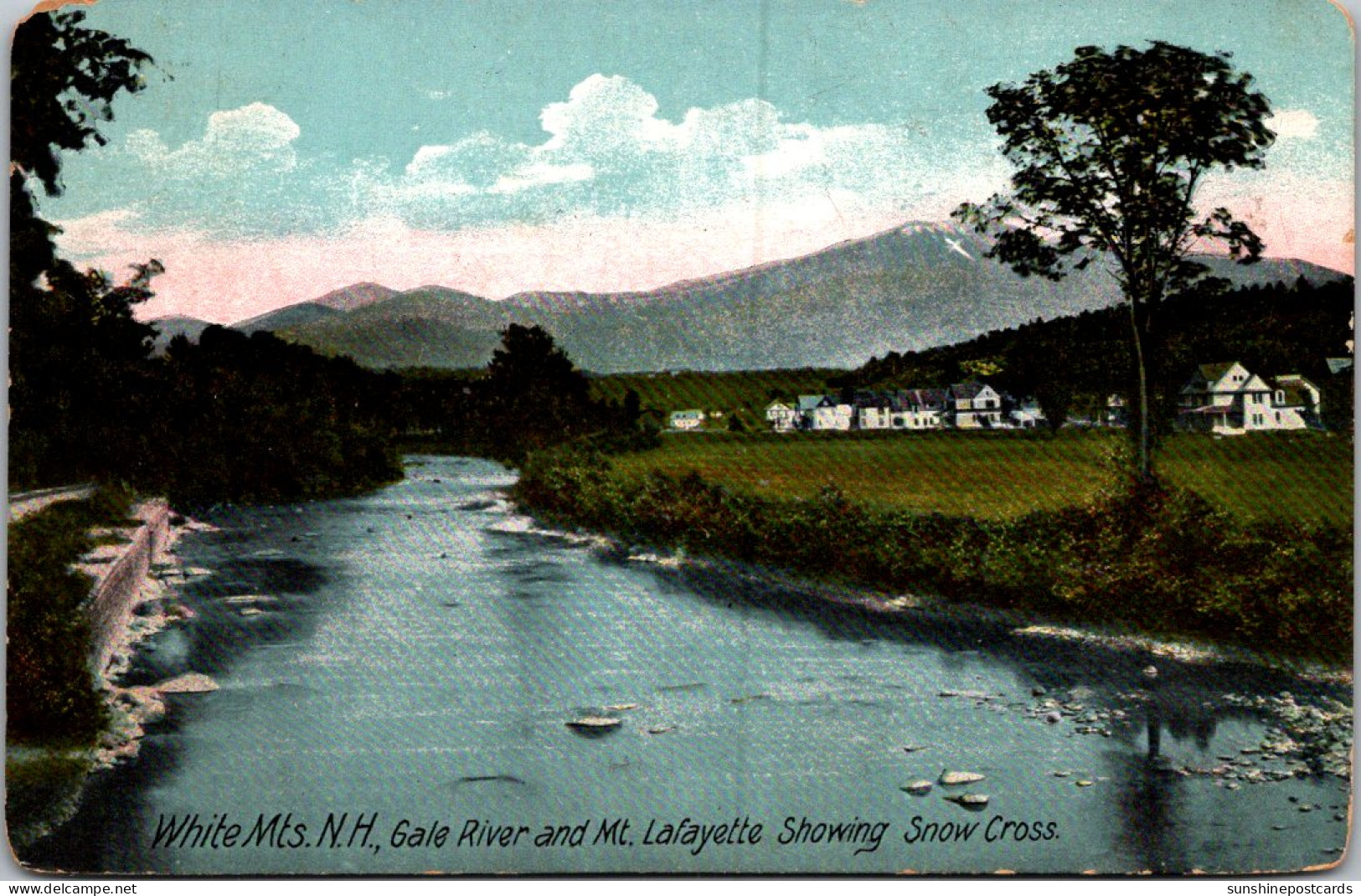 New Hampshire White Mountains Gale River And Mt Lafayette Showing Snow Cross 1909 - White Mountains