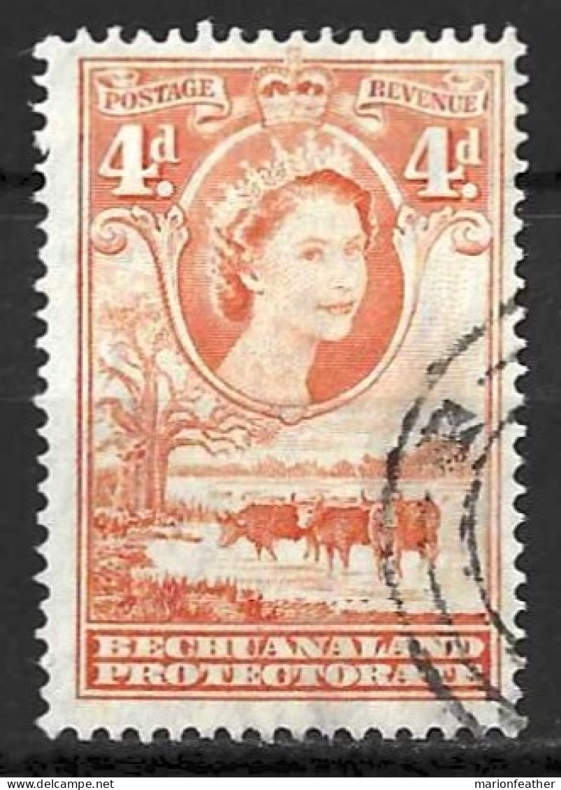 BECHUANALAND.....QUEEN ELIZABETH II...(1952-22..).....4d......SG146b.......(CAT.VAL.£15..)......CDS....VFU... - 1885-1964 Protectorat Du Bechuanaland