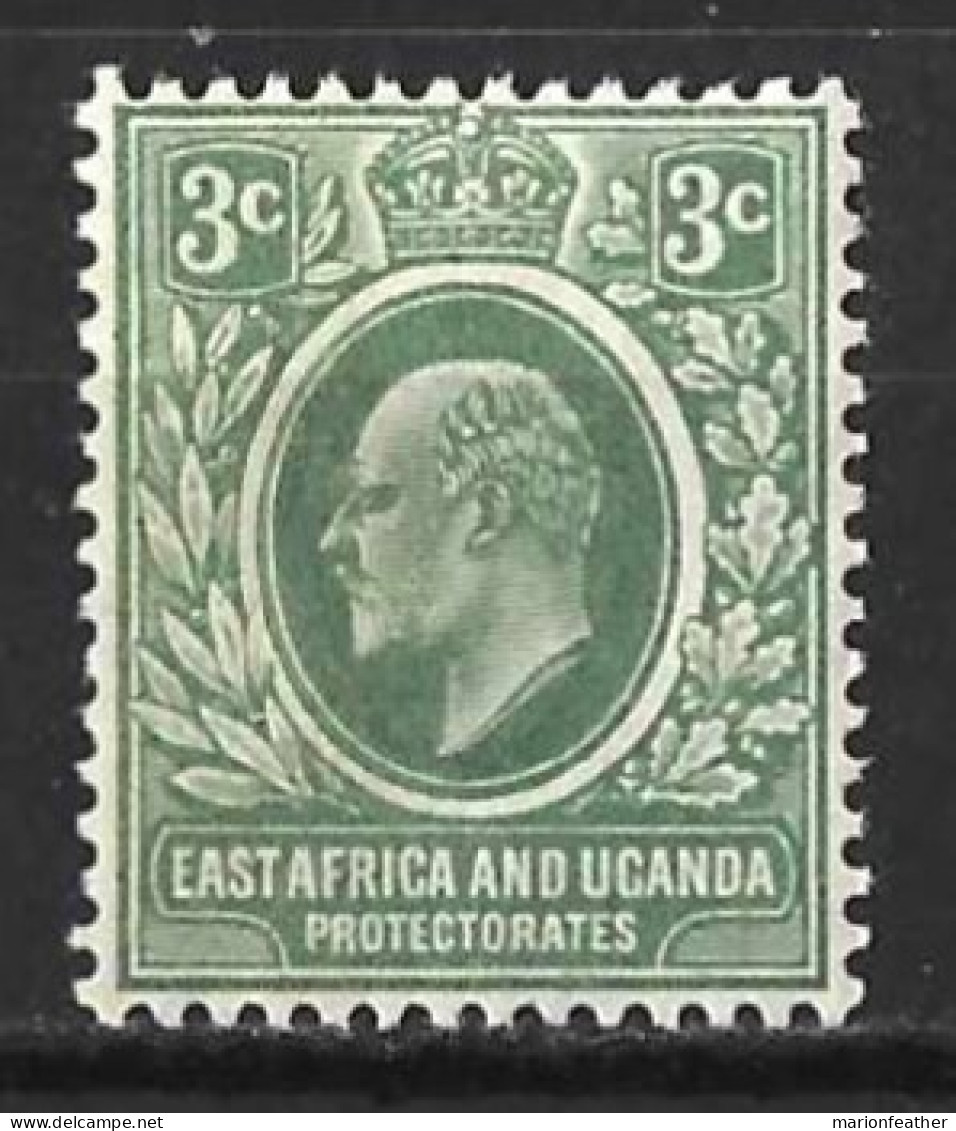 K,U,T....KING EDWARD VII..(1901-10..)..." 1907.."...3c.....GREY-GREEN ....(CAT.VAL.£21....)........MH... - East Africa & Uganda Protectorates