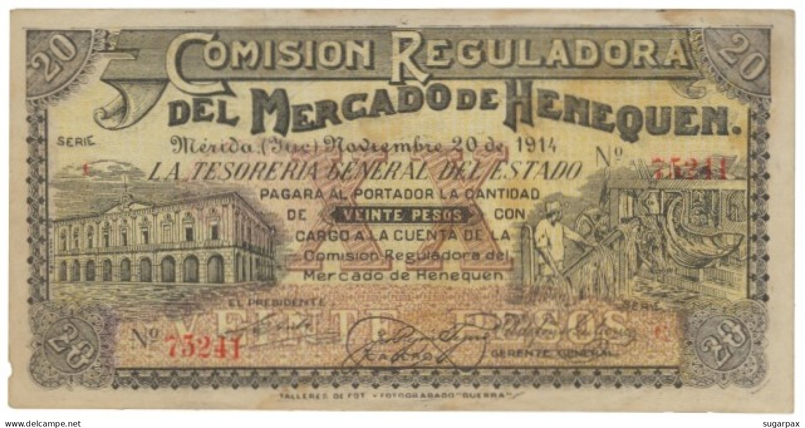 Mexico Revolutionary - 20 Pesos - 20.11.1914 - Pick S 1124 - Série C - Comision Reguladora Mercado De Henequen - Mérida - Mexico