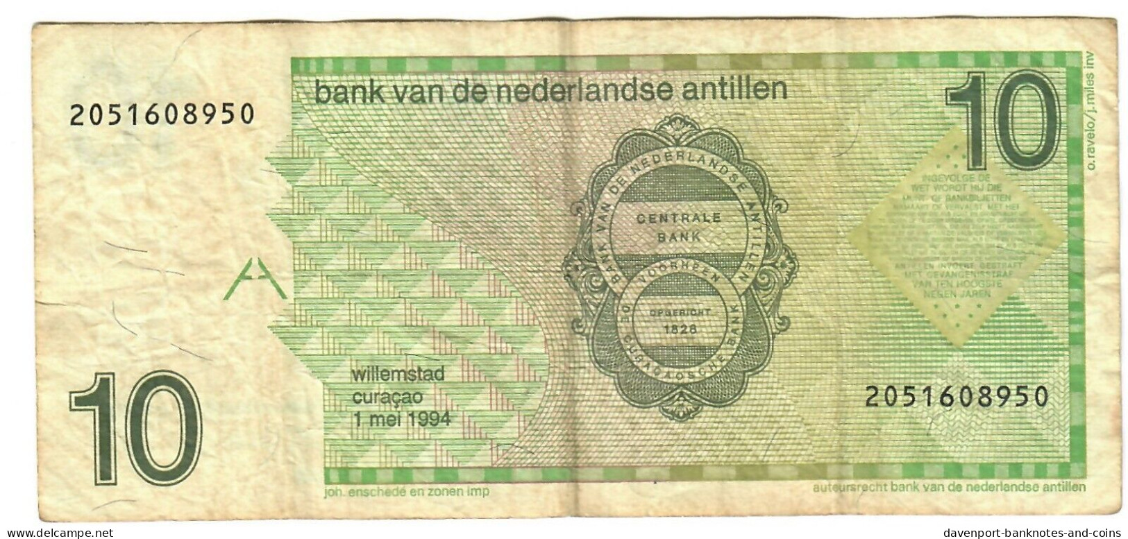 Netherlands Antilles 10 Guilders (Gulden) 1994 F [9] - Antille Olandesi (...-1986)