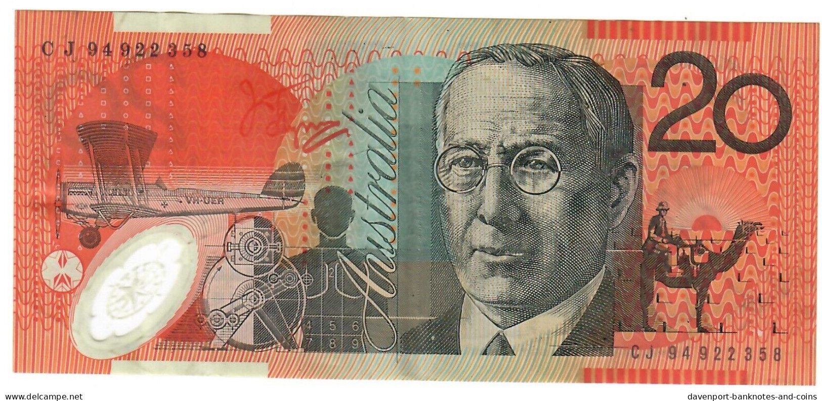 Australia 20 Dollars 1994 VF "Evans-Fraser" - 1992-2001 (polymère)