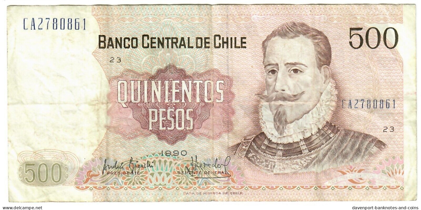 Chile 500 Pesos 1990 VF - Cile