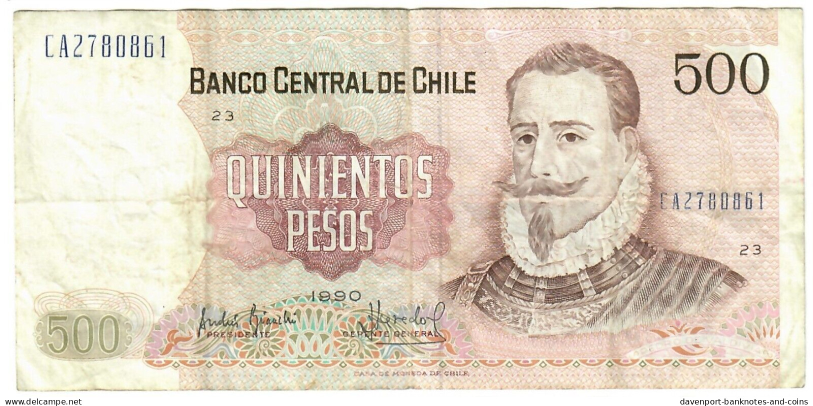 Chile 500 Pesos 1990 VF - Chili