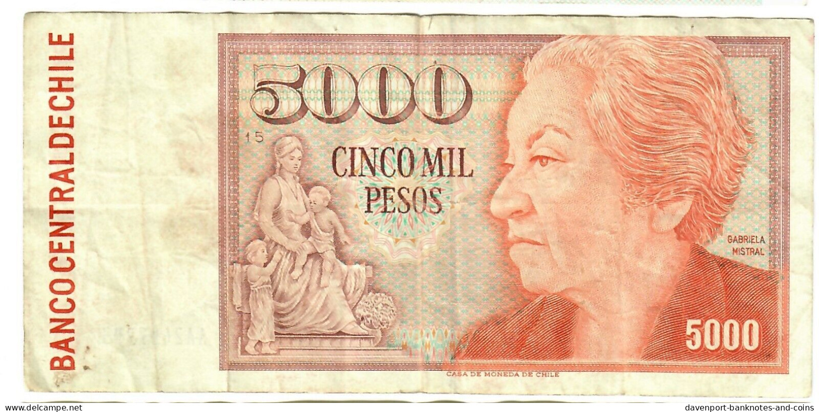 Chile 5000 Pesos 1990 F "AA" - Cile