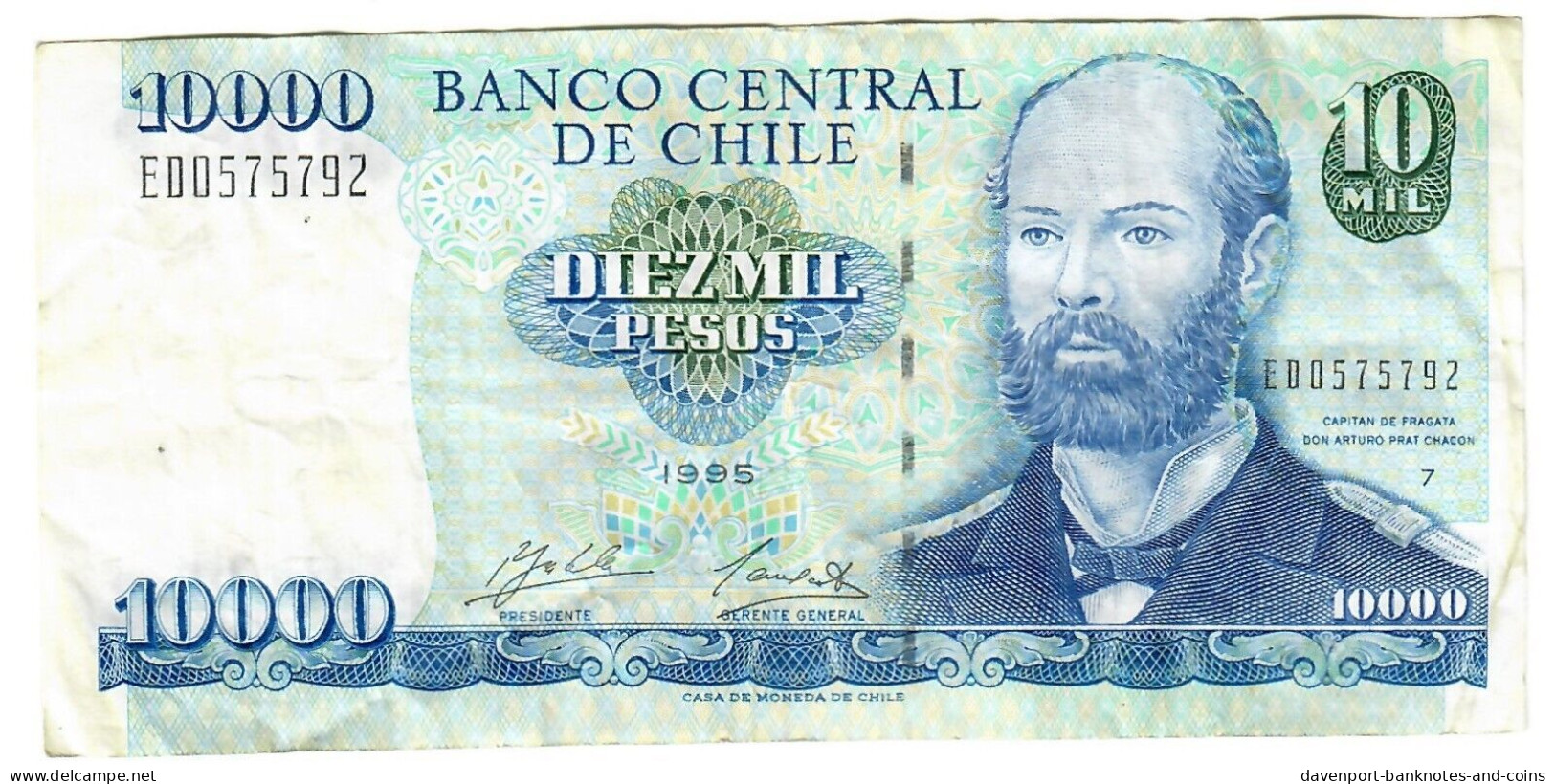 Chile 10000 Pesos 1995 F/VF - Chili