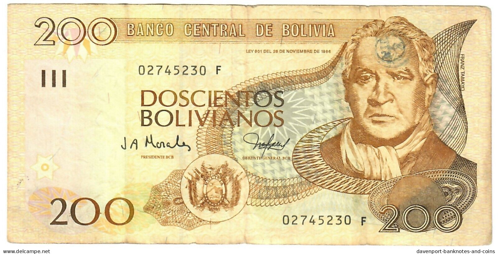 Bolivia 200 Bolivianos 1986 (2001) F - Bolivie