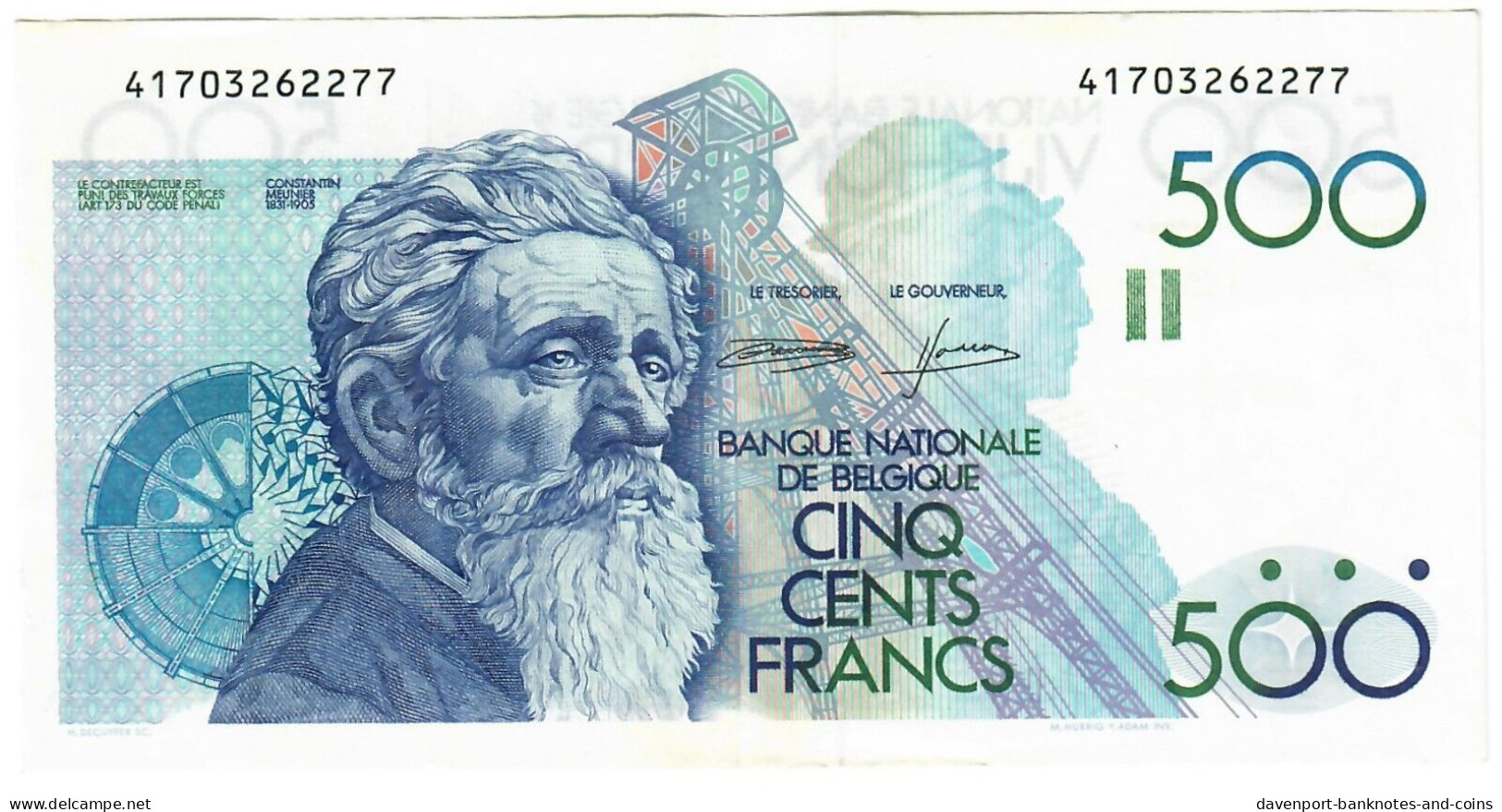 Belgium 500 Francs (Frank) 1980 EF "Demanet/Godeaux" - 500 Francos