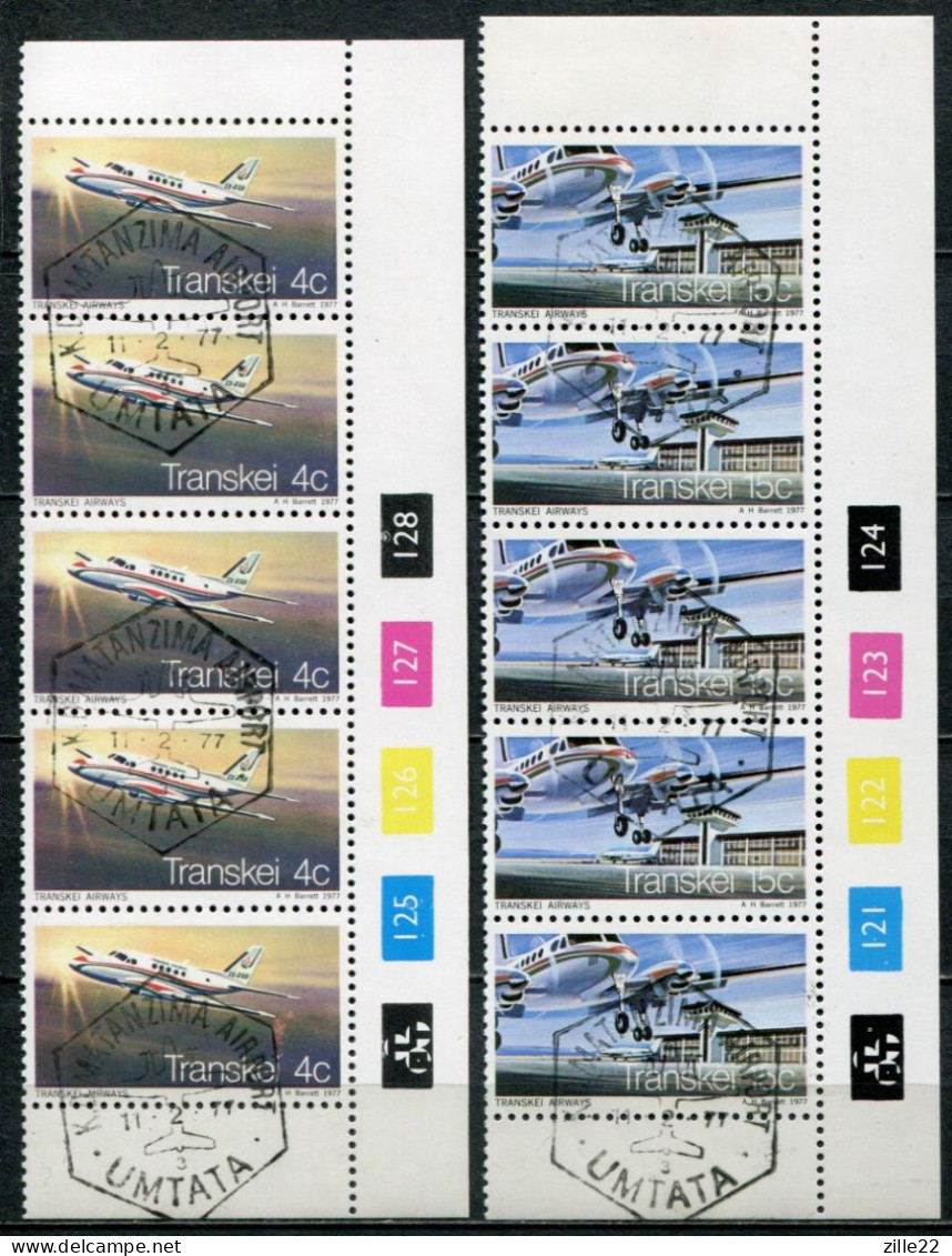 Transkei Mi# 22-3 Zylinderstreifen FDC-gestempelt/CTO - Airplanes - Ciskei