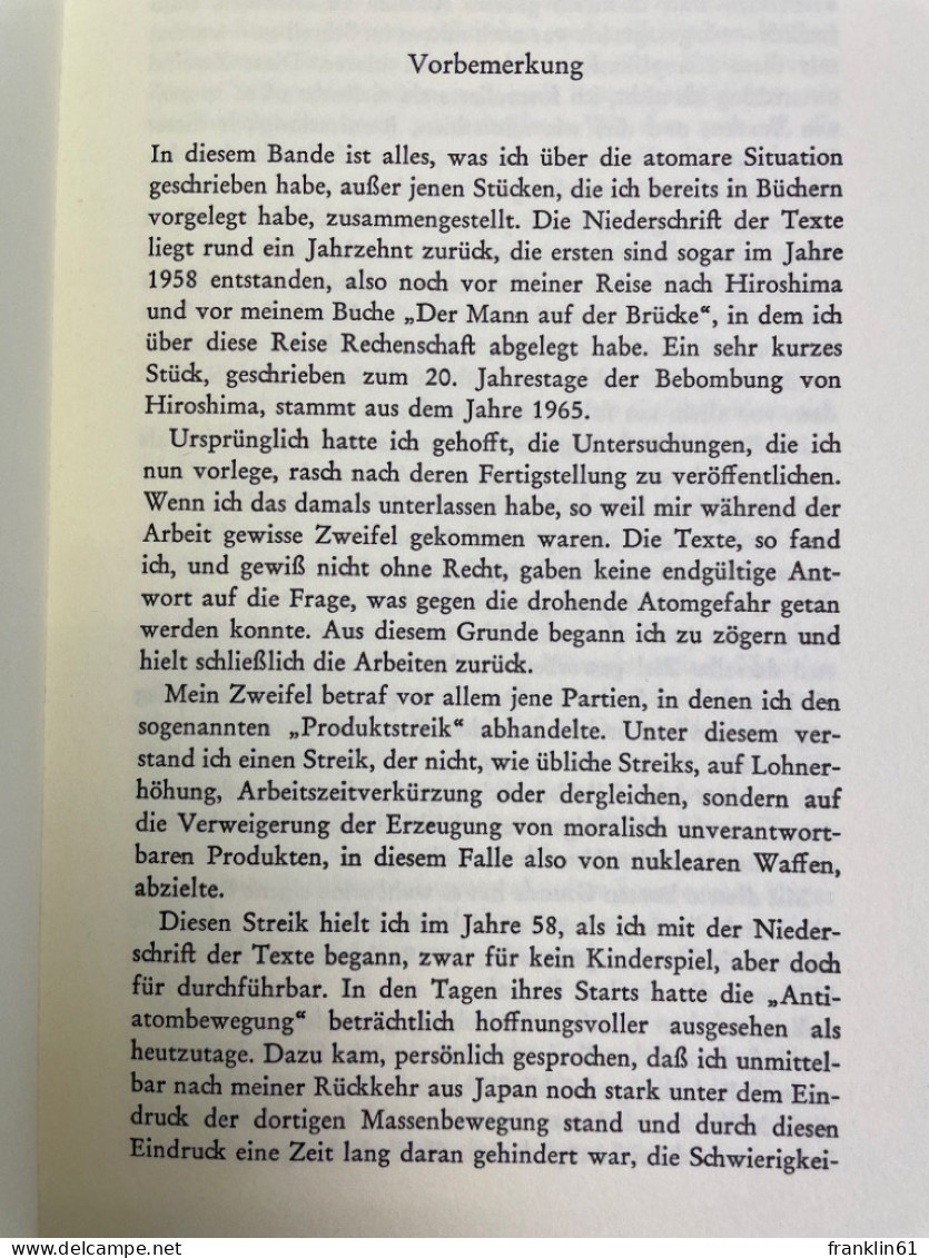 Endzeit Und Zeitenende : Gedanken über Die Atomare Situation. - Philosophy