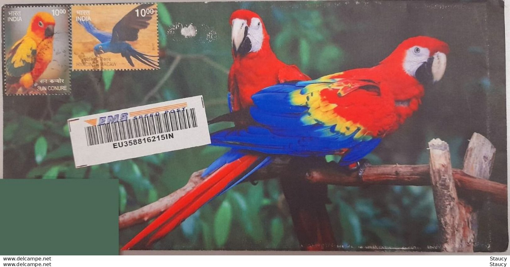 India 2018 Registered Speed Post Cover On Exotic Birds Issue Stamps / Parrots On Stamp Postally / Commercially Used - Cuco, Cuclillos