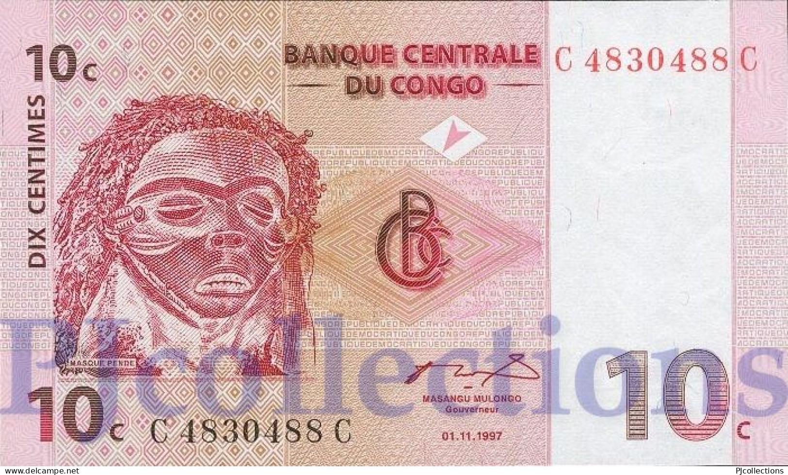 CONGO DEMOCRATIC REPUBLIC 10 CENTIMES 1997 PICK 82a UNC - Demokratische Republik Kongo & Zaire