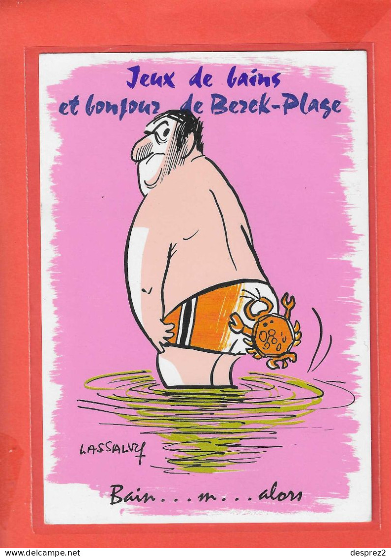 LASSALVY ILLUSTRATEUR Cp Jeux De Bains Et Bonjour De Berck Plage Format 15 Cm X 10.5 Cm - Lassalvy