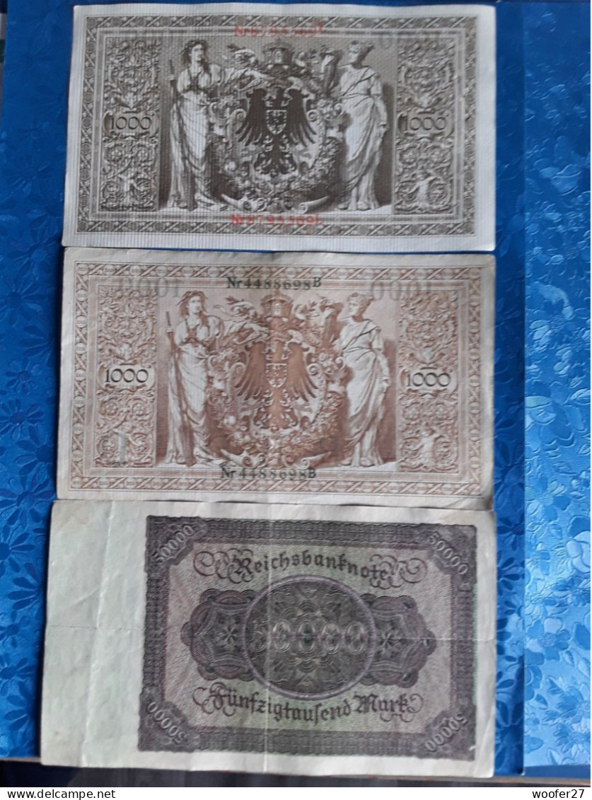 3 BILLETS ALLEMAND REICHSBANKNOTE ALLEMAGNE 1000   50000 - 1000 Mark