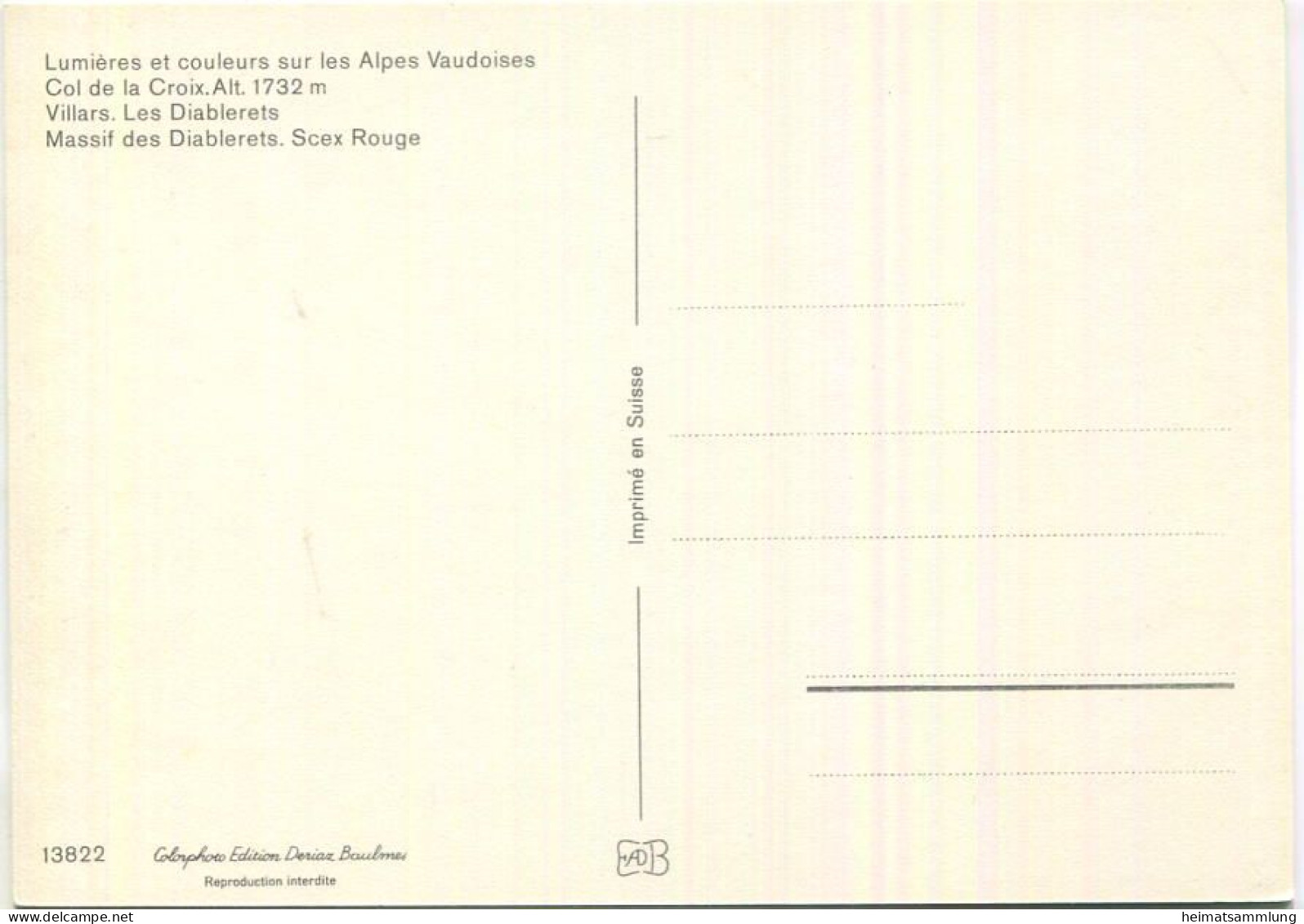 Col De La Croix - AK Grossformat - Edition Deriaz Baulmes - Baulmes