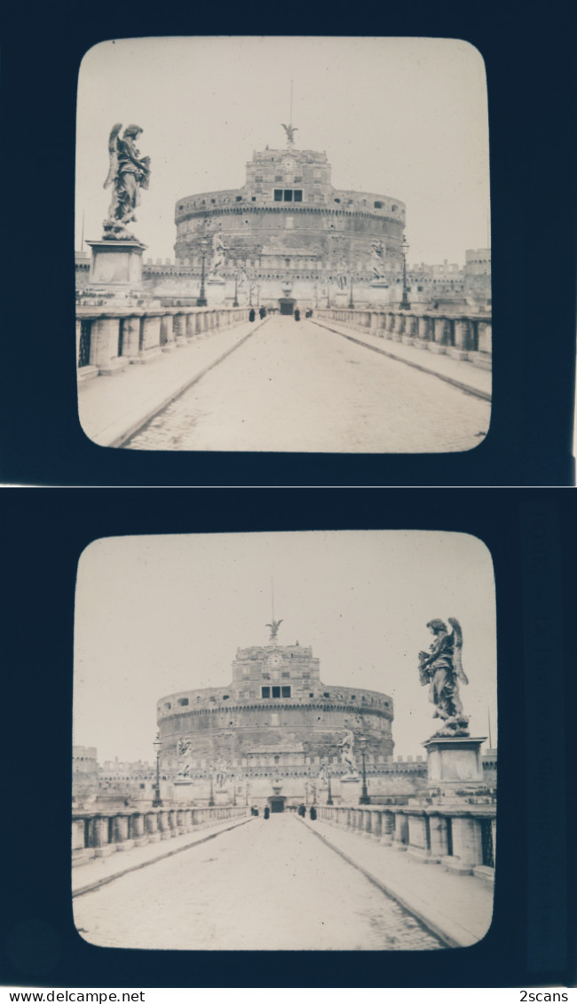 Italie - ROME - ROMA - Plaque De Verre Ancienne (1906) - Le Pont Et Le Château Saint-Ange - Bridges