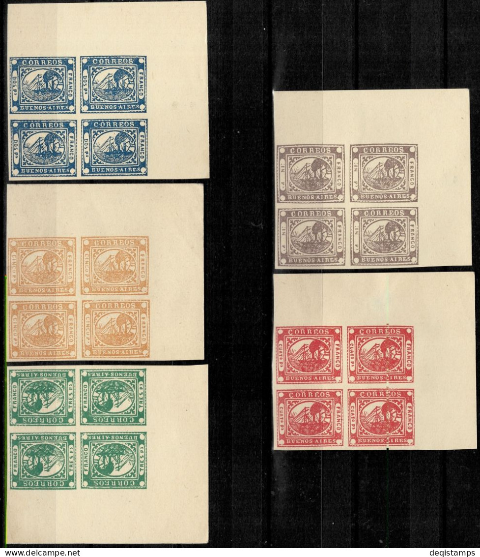 Argentina Buenos Aires 1858 Corner Block Old Reprint  MNH** - Buenos Aires (1858-1864)