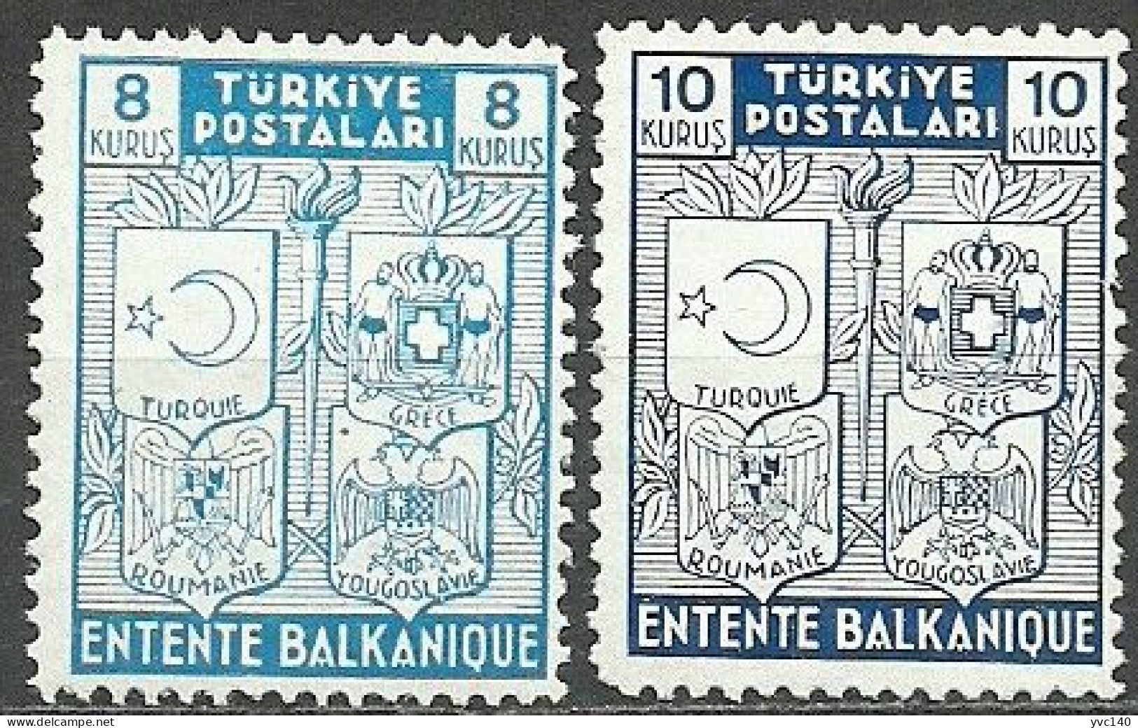 Turkey; 1940 Balkan Entente (Complete Set) MNH** - Unused Stamps