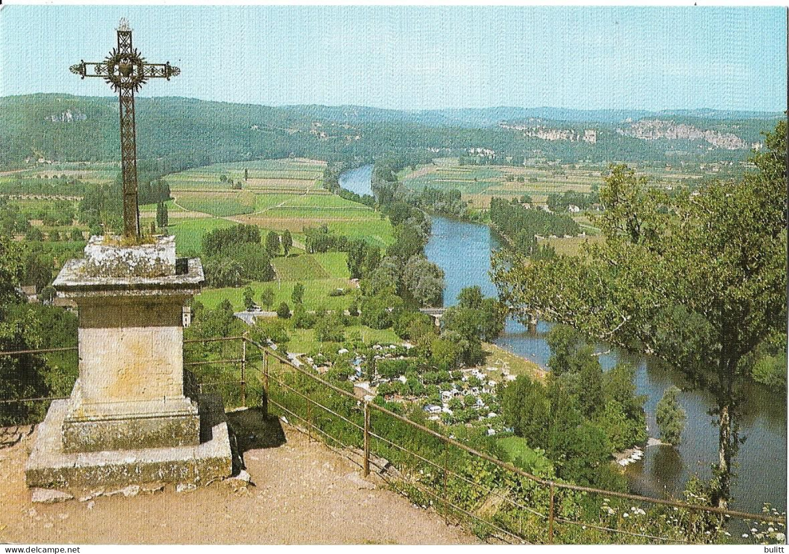 DOMME - Vue Sur La Vallée De La Dordogne Et Le Camping De Cénac - Carte Toilée - Domme