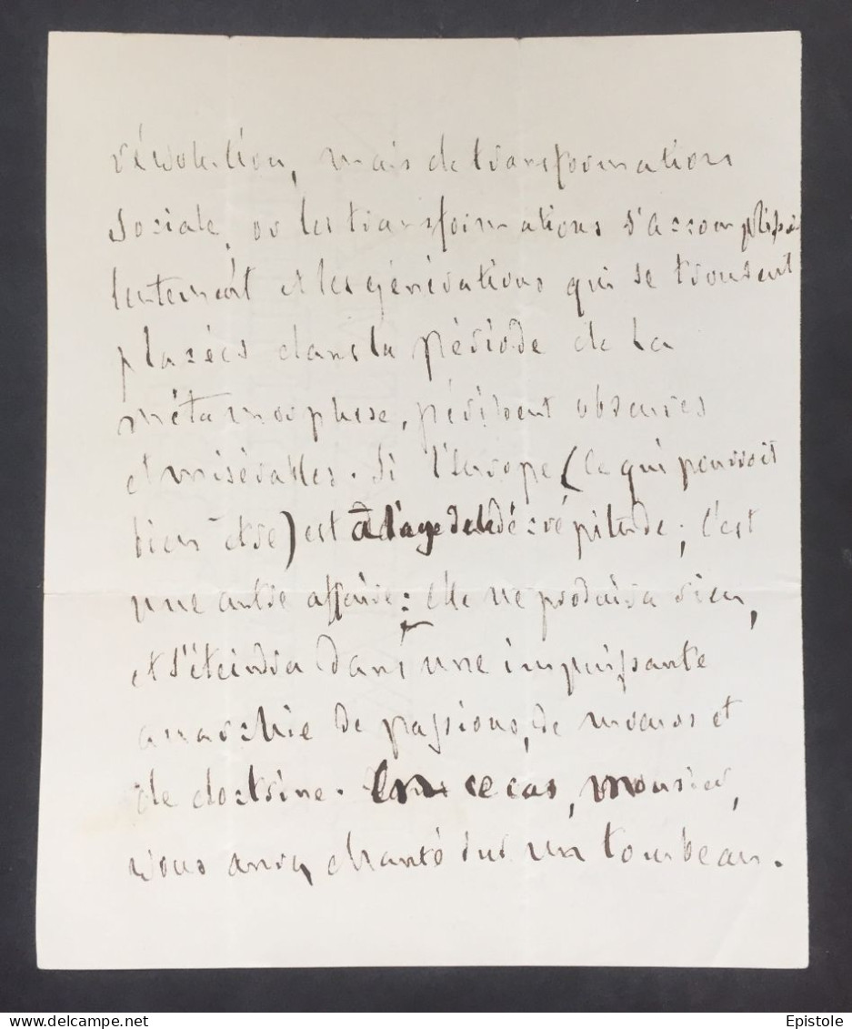 CHATEAUBRIAND – Lettre Autographe Signée – Révolution, Transformation Sociale Et Europe - 1832 - Schriftsteller