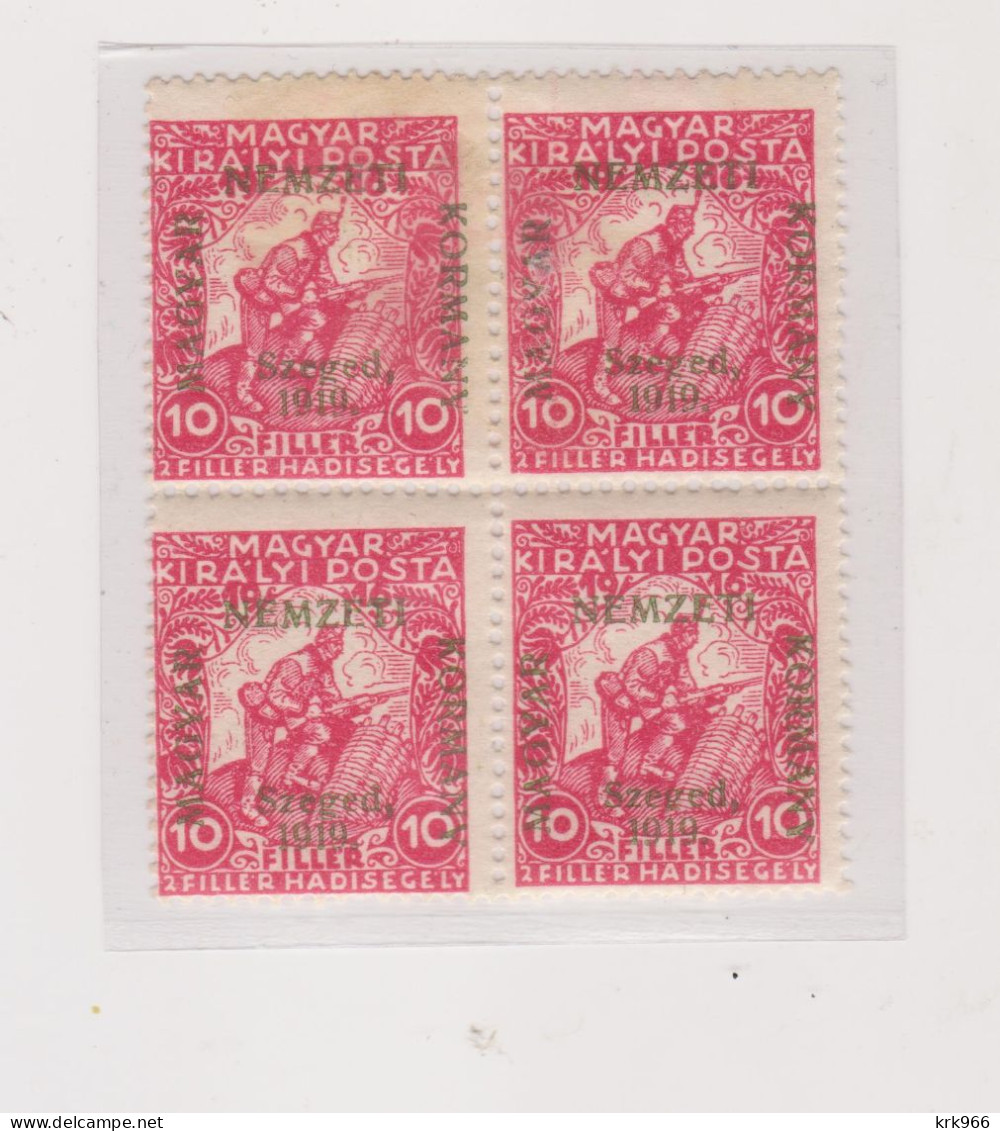 HUNGARY 1919 SZEGED SZEGEDIN Locals  Mi 3 Bloc Of 4 Hinged / MNH - Local Post Stamps