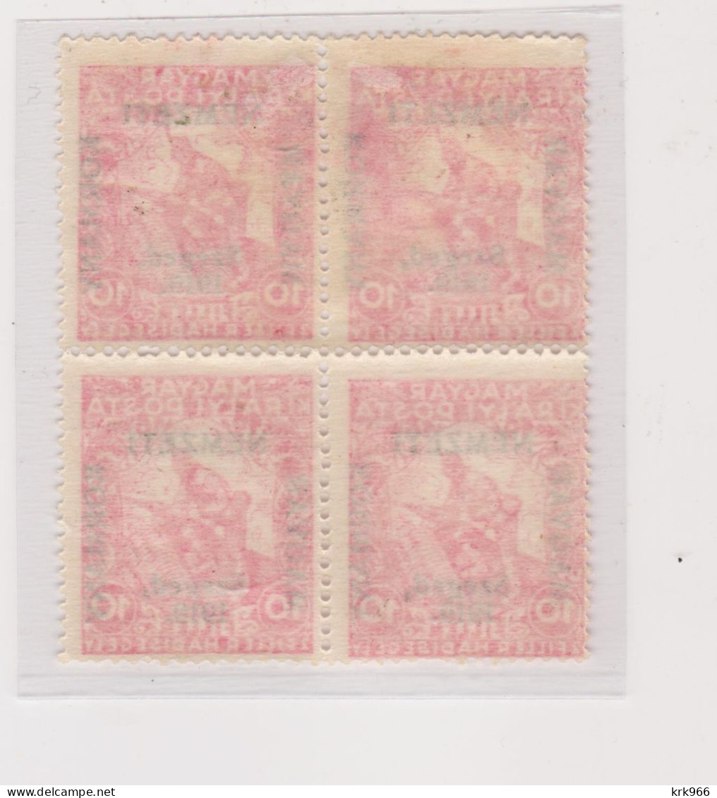 HUNGARY 1919 SZEGED SZEGEDIN Locals  Mi 3 Bloc Of 4 Hinged / MNH - Ortsausgaben