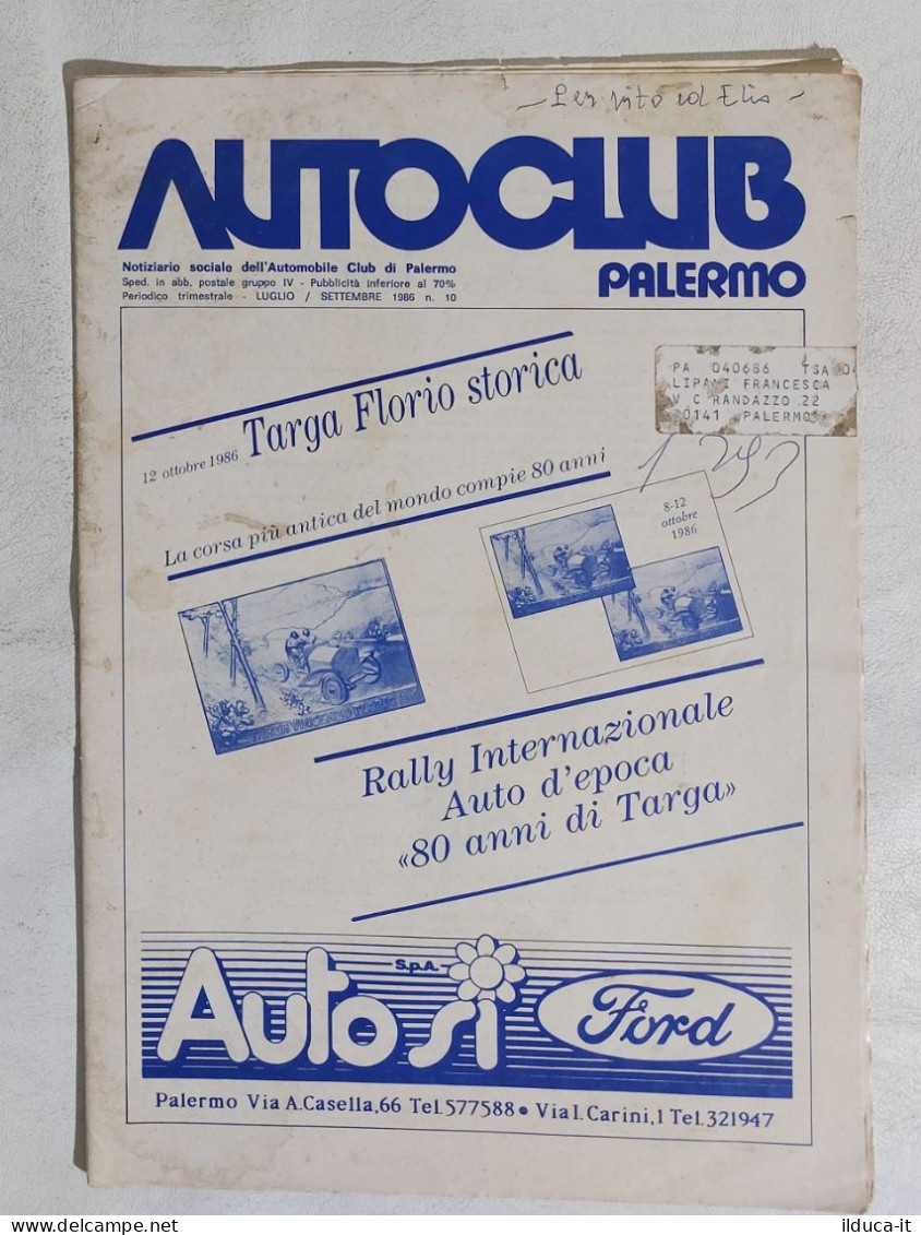 I113193 Rally Internazionale Auto D'epoca "80 Anni Targa Florio" - Autoclub 1986 - Libri