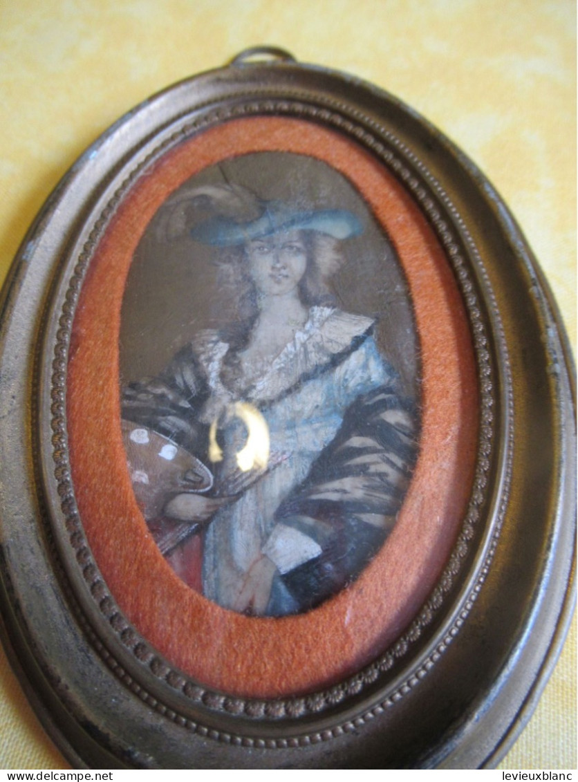 Petit Portrait Miniature Mural /avec  Encadrement époque Napoléon III/ Fin XIXéme      OBJ142 - Personaggi